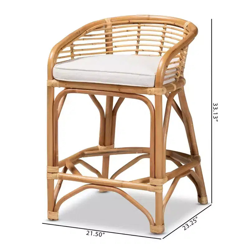 Tabouret de bar à hauteur de comptoir en tissu rose avec repose-pieds