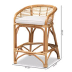 Tabouret de bar à hauteur de comptoir en tissu rose avec repose-pieds