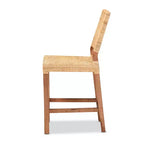 Tabouret de bar à hauteur de comptoir Lesia en rotin et bois, naturel/noyer