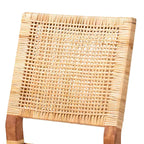 Tabouret de bar à hauteur de comptoir Lesia en rotin et bois, naturel/noyer