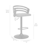 Tabouret de bar pivotant Adele en similicuir et métal, gris/noir