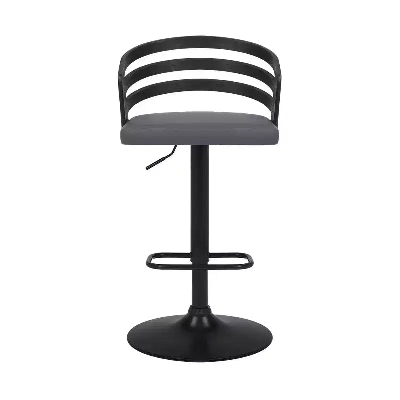 Tabouret de bar pivotant Adele en similicuir et métal, gris/noir