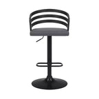 Tabouret de bar pivotant Adele en similicuir et métal, gris/noir