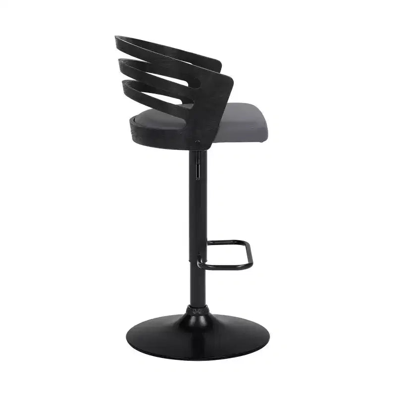 Tabouret de bar pivotant Adele en similicuir et métal, gris/noir