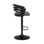 Tabouret de bar pivotant Adele en similicuir et métal, gris/noir