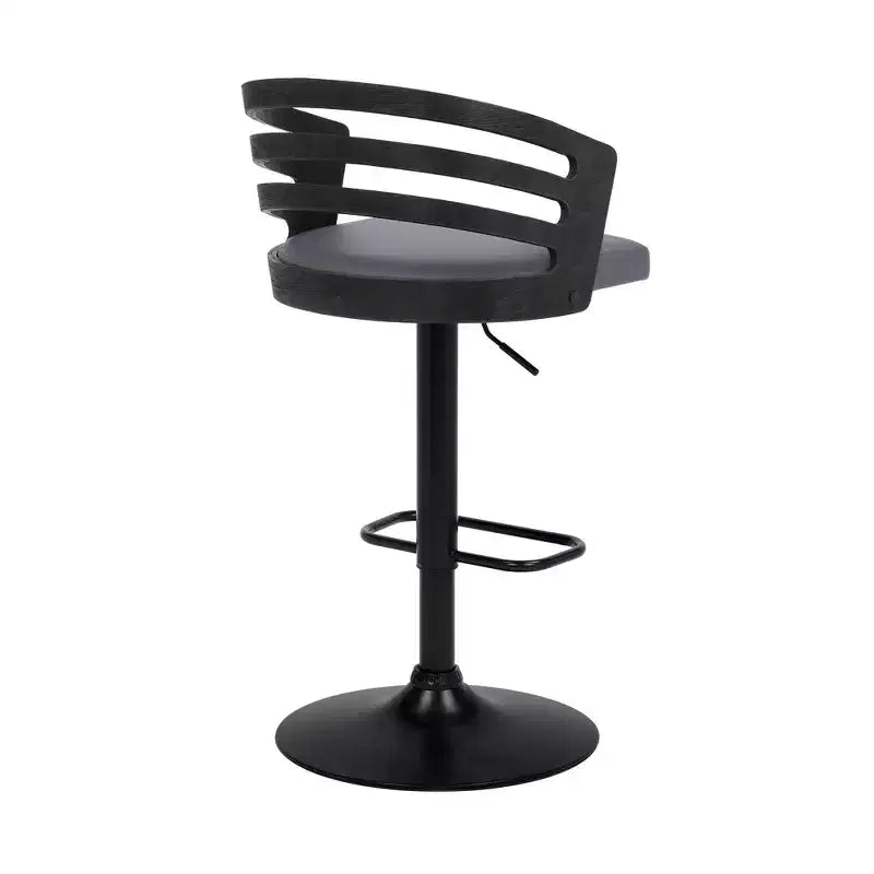 Tabouret de bar pivotant Adele en similicuir et métal, gris/noir