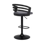 Tabouret de bar pivotant Adele en similicuir et métal, gris/noir