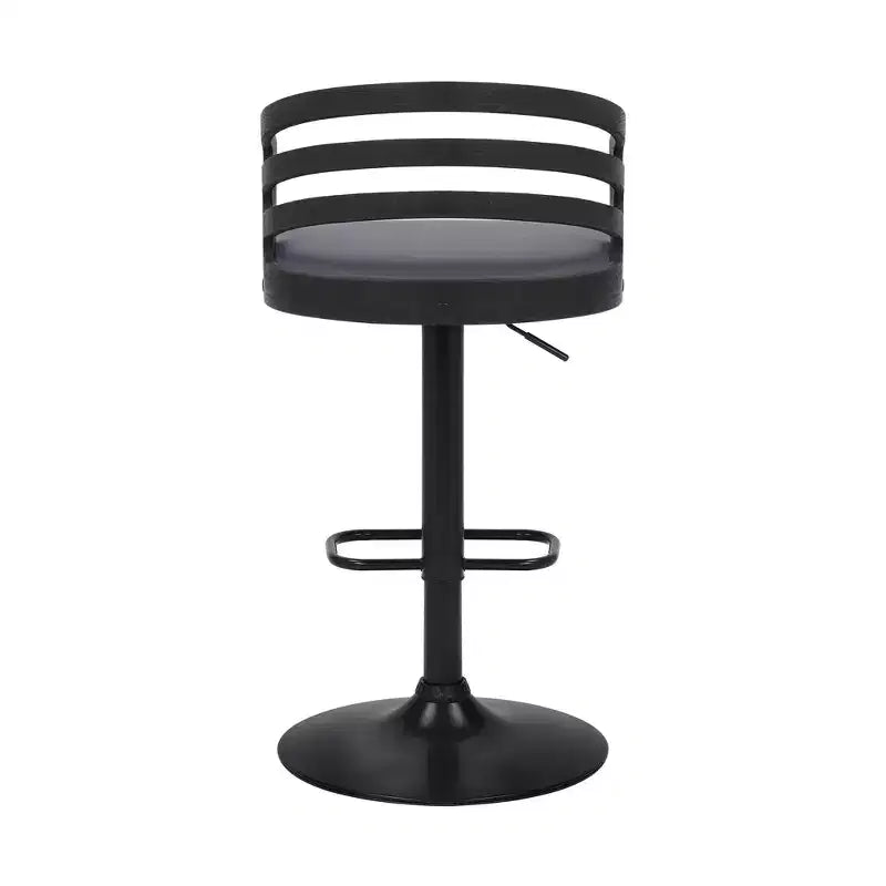 Tabouret de bar pivotant Adele en similicuir et métal, gris/noir
