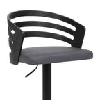 Tabouret de bar pivotant Adele en similicuir et métal, gris/noir