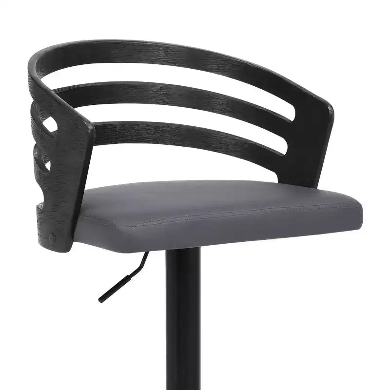 Tabouret de bar pivotant Adele en similicuir et métal, gris/noir