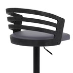 Tabouret de bar pivotant Adele en similicuir et métal, gris/noir