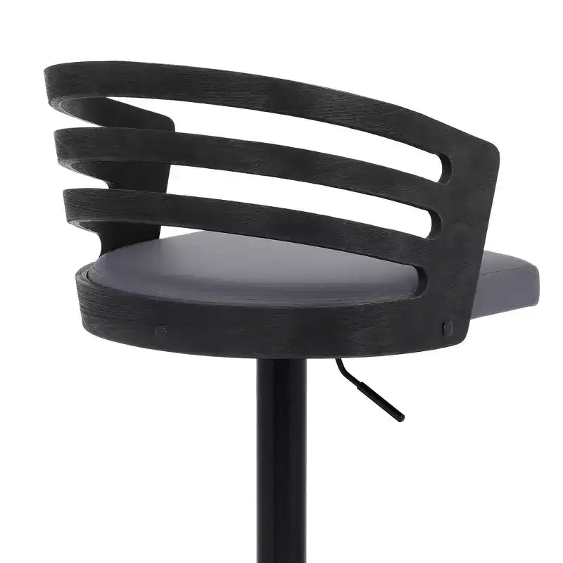 Tabouret de bar pivotant Adele en similicuir et métal, gris/noir