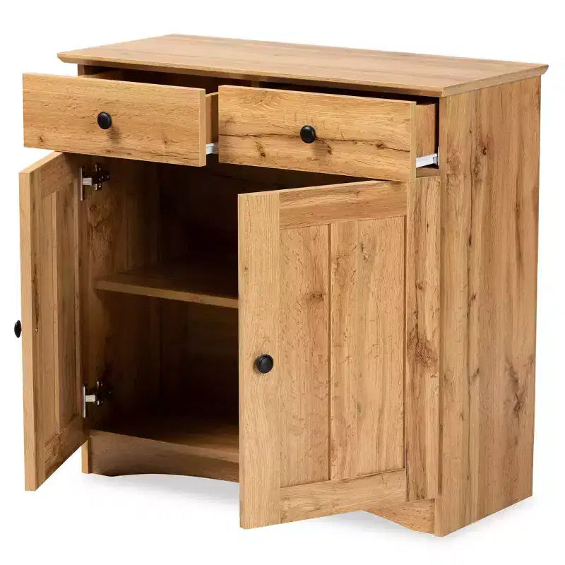 Lauren Wood Buffet de cuisine à 2 portes chêne marron/noir