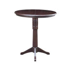 Table de salle à manger ronde à hauteur de bar 36" Magnolia avec rallonge de 12", Mocha riche