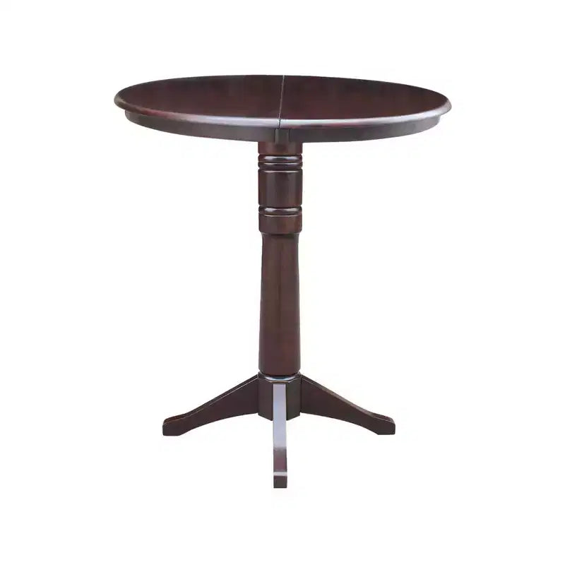 Table de salle à manger ronde à hauteur de bar 36" Magnolia avec rallonge de 12", Mocha riche
