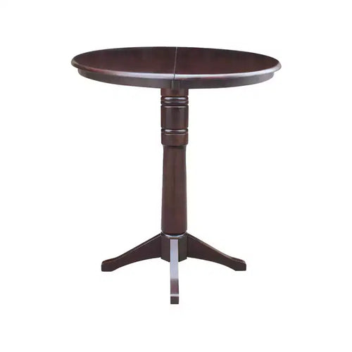Table de salle à manger ronde à hauteur de bar 36" Magnolia avec rallonge de 12", Mocha riche