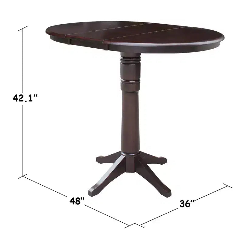 Table de salle à manger ronde à hauteur de bar 36" Magnolia avec rallonge de 12", Mocha riche