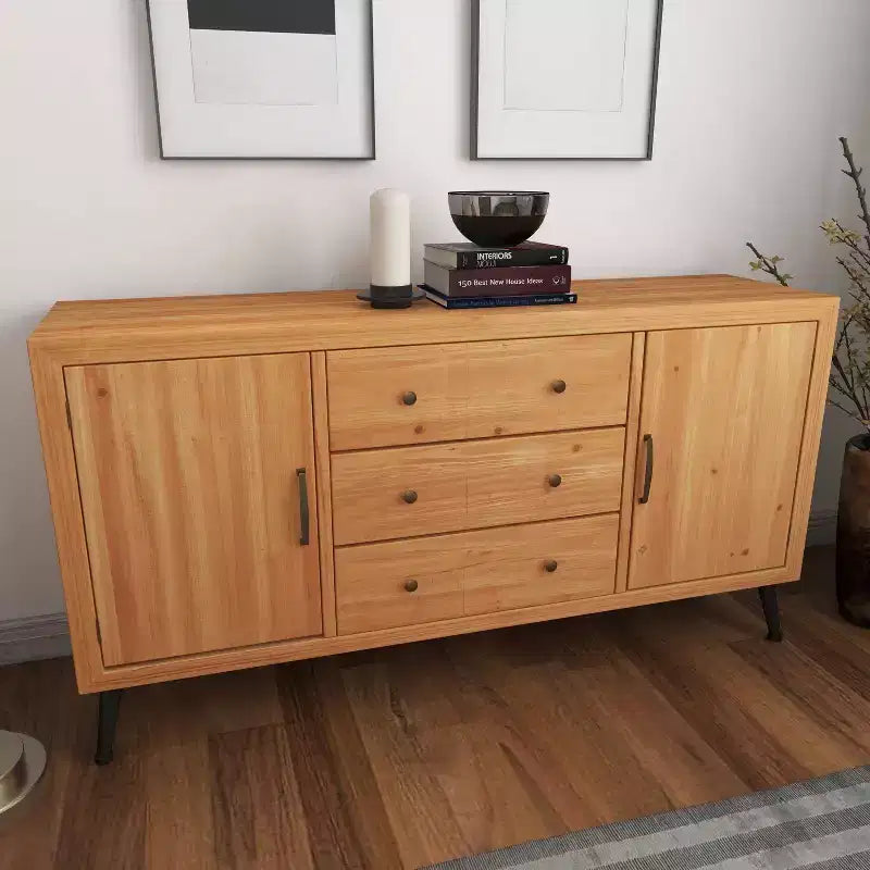 Buffet de ferme avec rangement, meuble de rangement en bois avec portes vitrées
