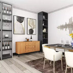 Buffet de ferme avec rangement, meuble de rangement en bois avec portes vitrées