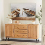 Buffet de ferme avec rangement, meuble de rangement en bois avec portes vitrées