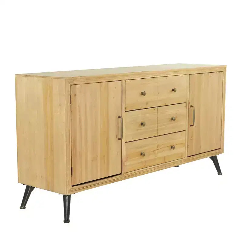 Buffet de ferme avec rangement, meuble de rangement en bois avec portes vitrées