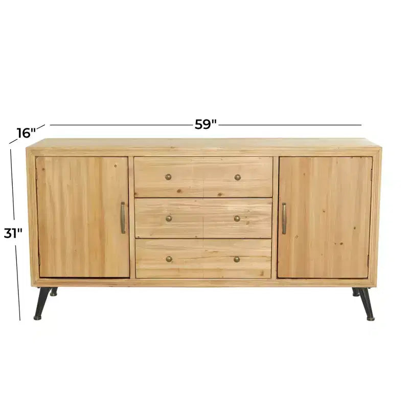Buffet de ferme avec rangement, meuble de rangement en bois avec portes vitrées