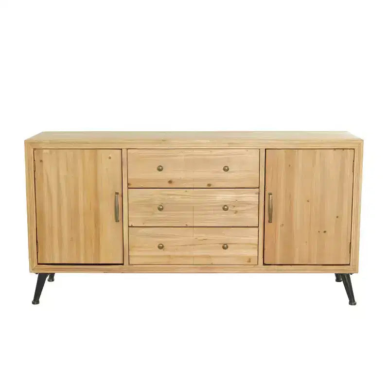 Buffet de ferme avec rangement, meuble de rangement en bois avec portes vitrées