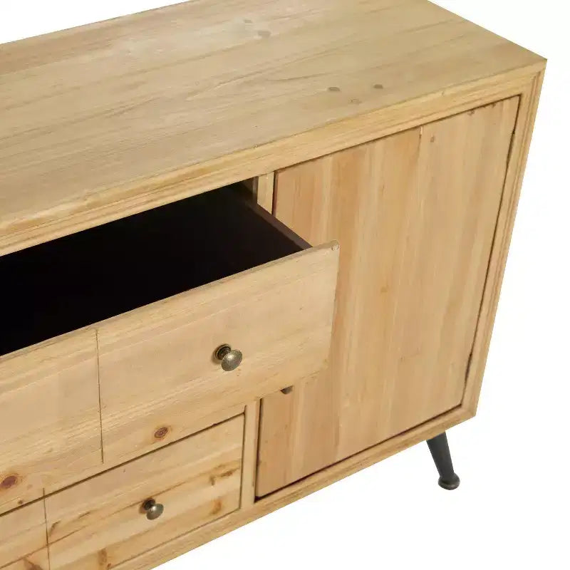 Buffet de ferme avec rangement, meuble de rangement en bois avec portes vitrées