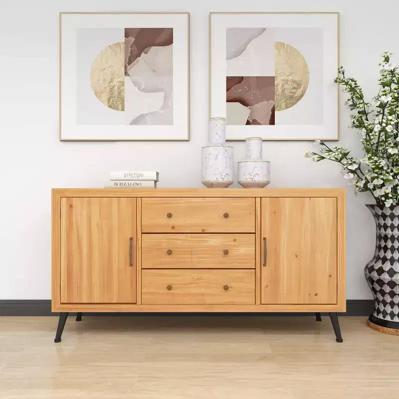 Buffet de ferme avec rangement, meuble de rangement en bois avec portes vitrées