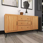Buffet de ferme avec rangement, meuble de rangement en bois avec portes vitrées