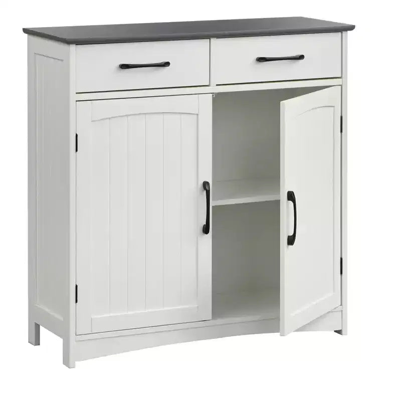 Meuble buffet 2 portes Dalton de style ferme moderne blanc/gris anthracite
