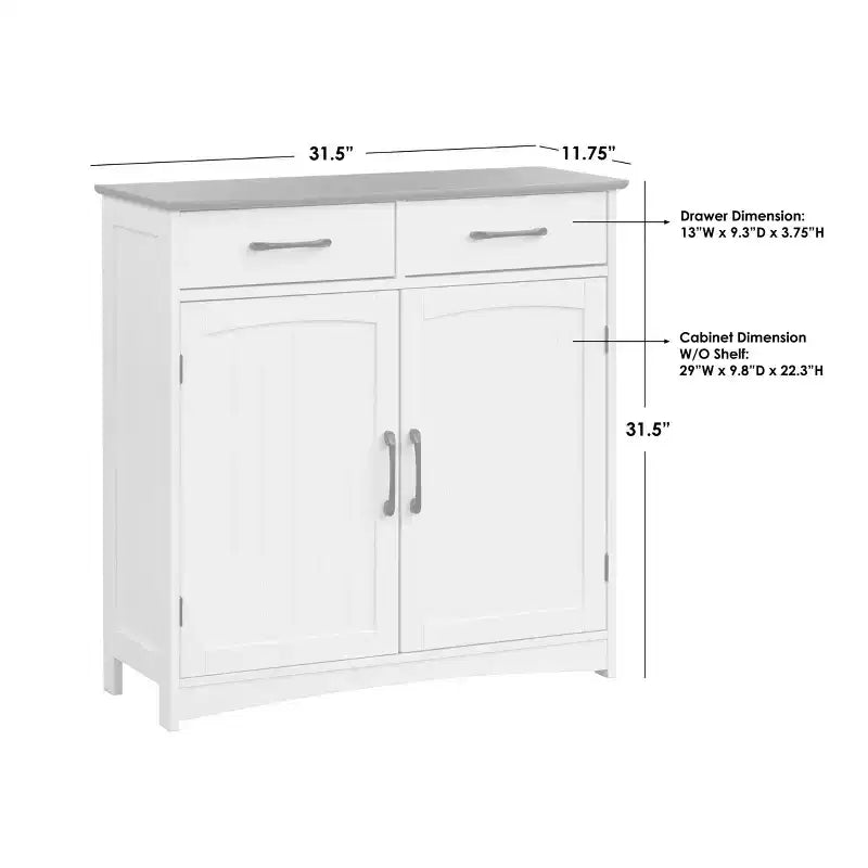 Meuble buffet 2 portes Dalton de style ferme moderne blanc/gris anthracite