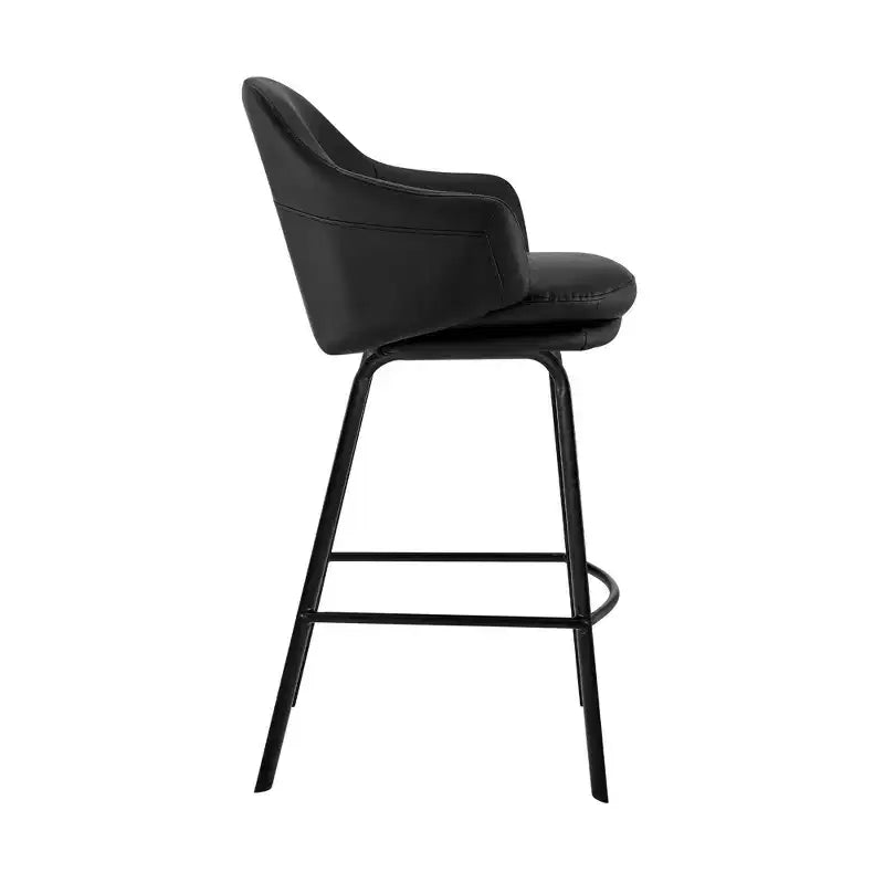 26 tabourets de bar pivotants Brigden de hauteur comptoir en métal noir et similicuir
