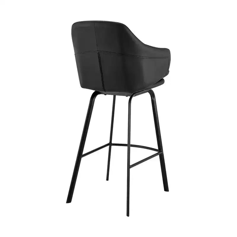 26 tabourets de bar pivotants Brigden de hauteur comptoir en métal noir et similicuir