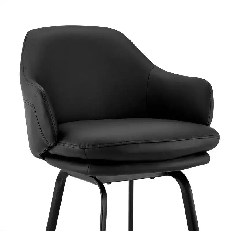 26 tabourets de bar pivotants Brigden de hauteur comptoir en métal noir et similicuir