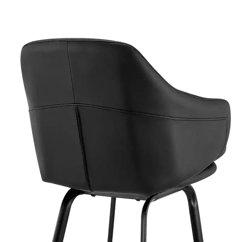 26 tabourets de bar pivotants Brigden de hauteur comptoir en métal noir et similicuir