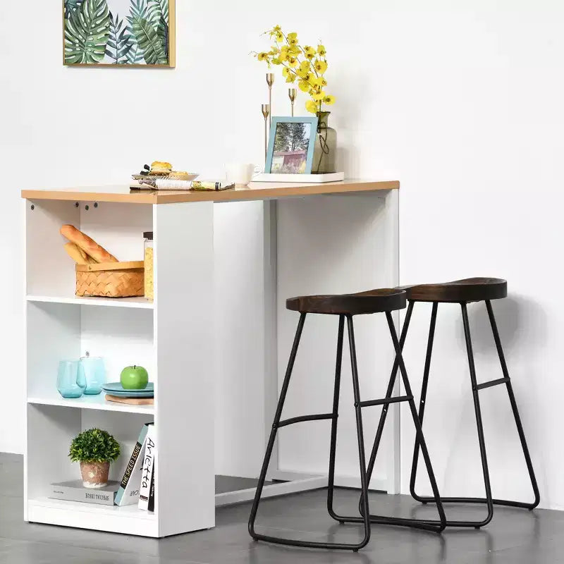 Table de bar avec étagère de rangement à 3 niveaux, Table haute
