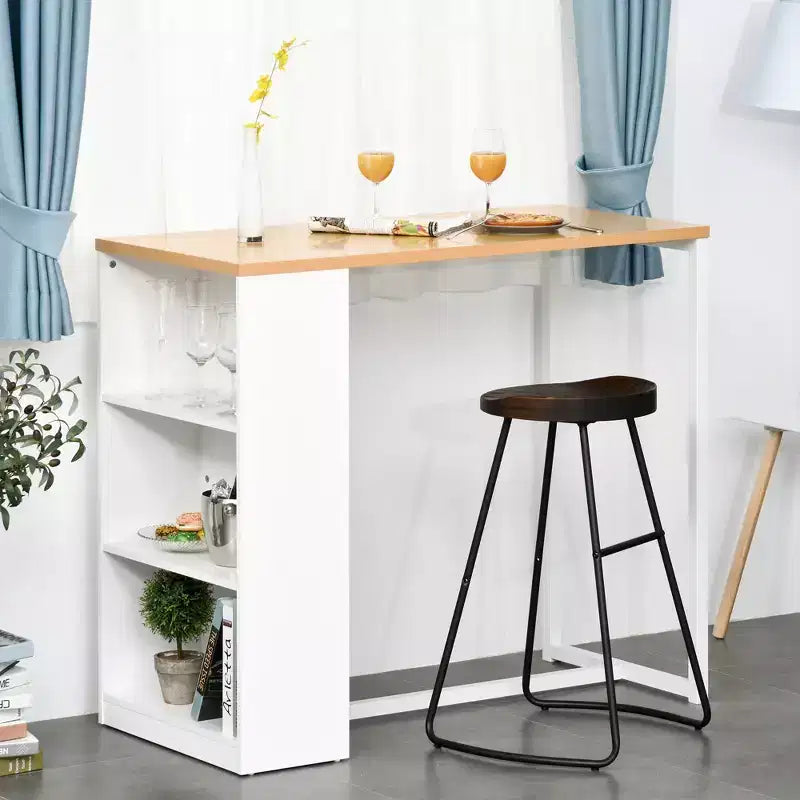 Table de bar avec étagère de rangement à 3 niveaux, Table haute