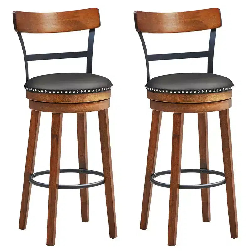 Costway Set of 2/4 BarStool 30.5'' Swivel Pub Height Dining Chair with Rubber Wood Legs