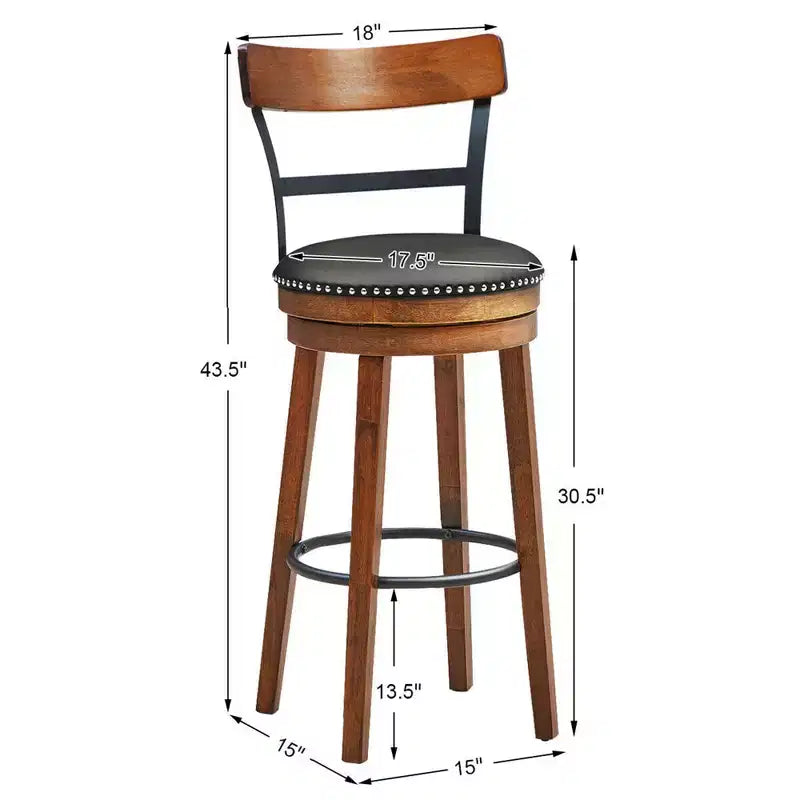 Chaise de bar pivotante de 77,5 cm pour salle à manger