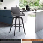 Tabouret de bar pivotant en similicuir et bois Baylor 30
