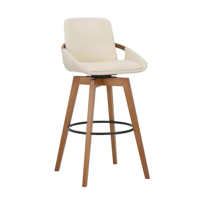 30 Baylor Faux Leather Wood Swivel Barstool - Armen Living