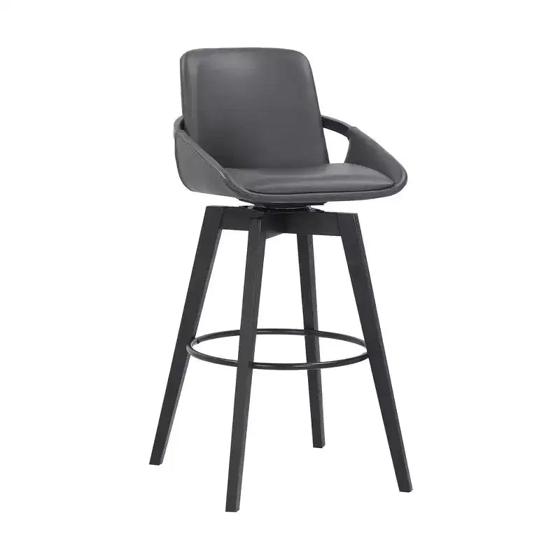 Tabouret de bar pivotant en similicuir et bois Baylor 30