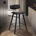 Tabouret de bar hauteur comptoir en bois et faux cuir de renard 25,5