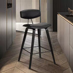 Tabouret de bar hauteur comptoir en bois et faux cuir de renard 25,5