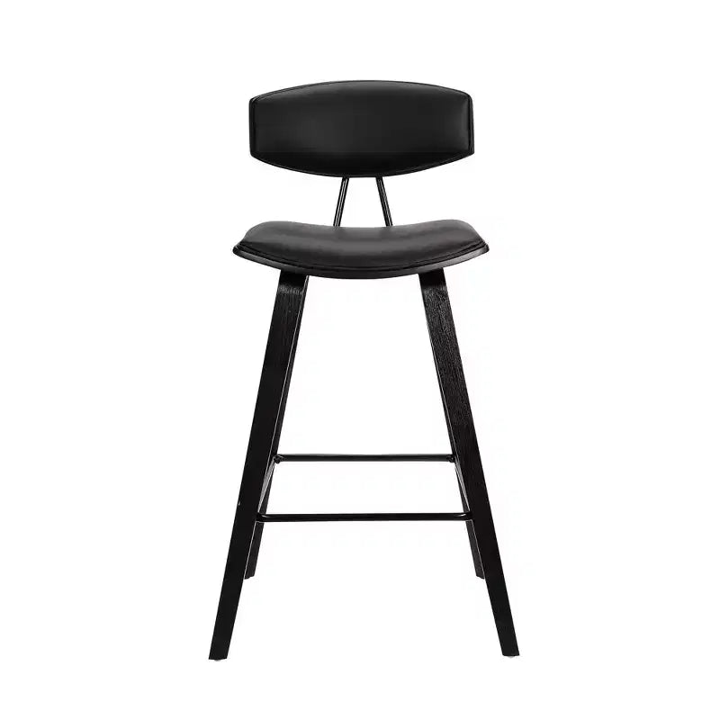 Tabouret de bar hauteur comptoir en bois et faux cuir de renard 25,5