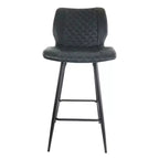 Chaise de bar en similicuir noir surpiqué en losange avec pieds en métal