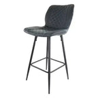 Chaise de bar en similicuir noir surpiqué en losange avec pieds en métal