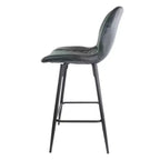 Chaise de bar en similicuir noir surpiqué en losange avec pieds en métal