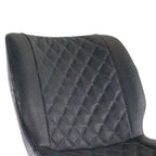 Chaise de bar en similicuir noir surpiqué en losange avec pieds en métal